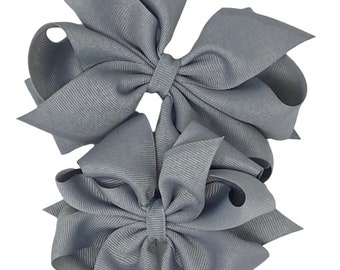 Grey hair bow, hair bow for girls, boutique hair clip, gifts for girls, birthday hair bow, big hair bow