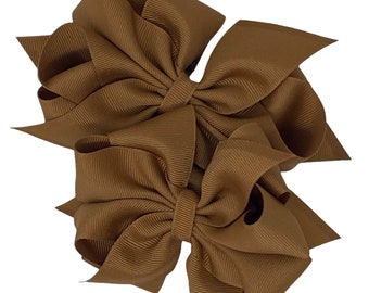 Coffee hair bow, hair bow for girls, boutique hair clip, gifts for girls, birthday hair bow, big hair bow