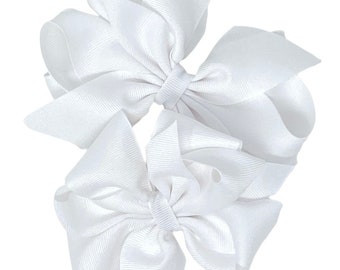 White hair bow, hair bow for girls, boutique hair clip, gifts for girls, birthday hair bow, big hair bow