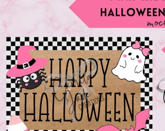 Pink Checker Halloween Banner Mockup