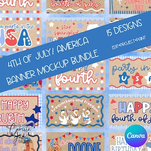 Fourth of July Banner Mockup Bundle