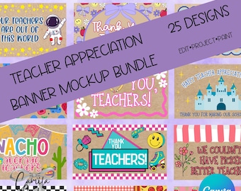 Paquete de maquetas de pancartas de agradecimiento a los profesores