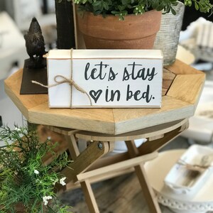 Let's Stay in Bed / Bedroom Decor / Sign for Couples / Wood Block Sign ...