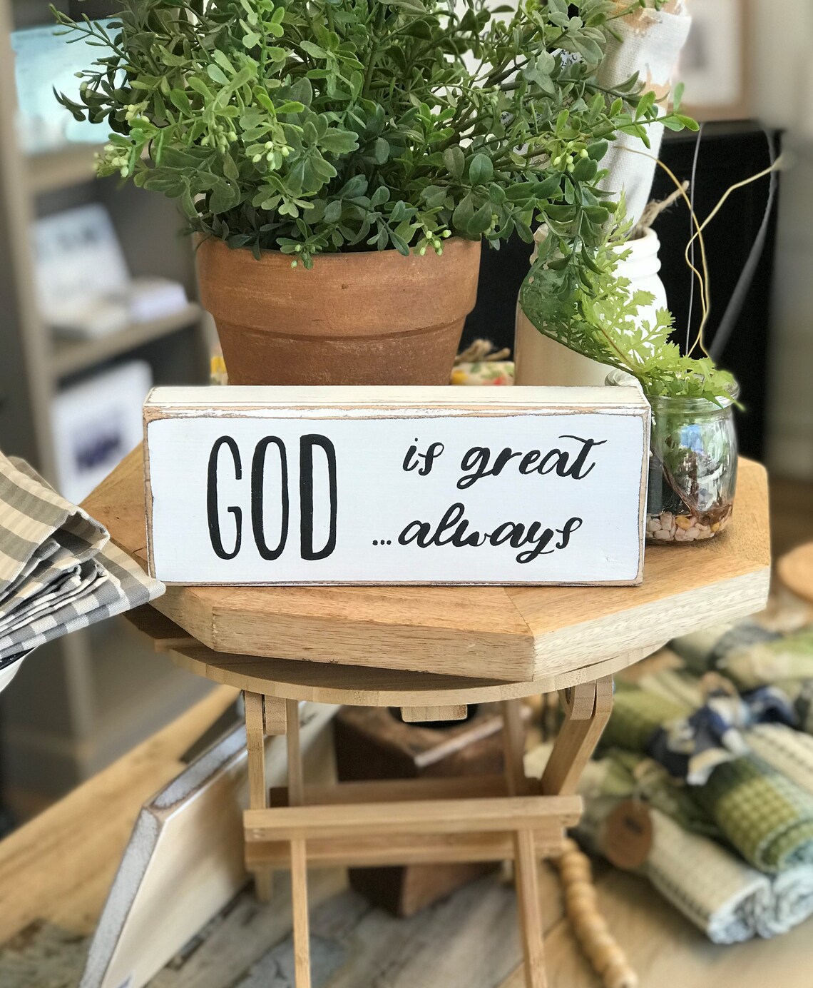 Christian Shelf Sitter / God is Great Always / Wood Block Sign Etsy