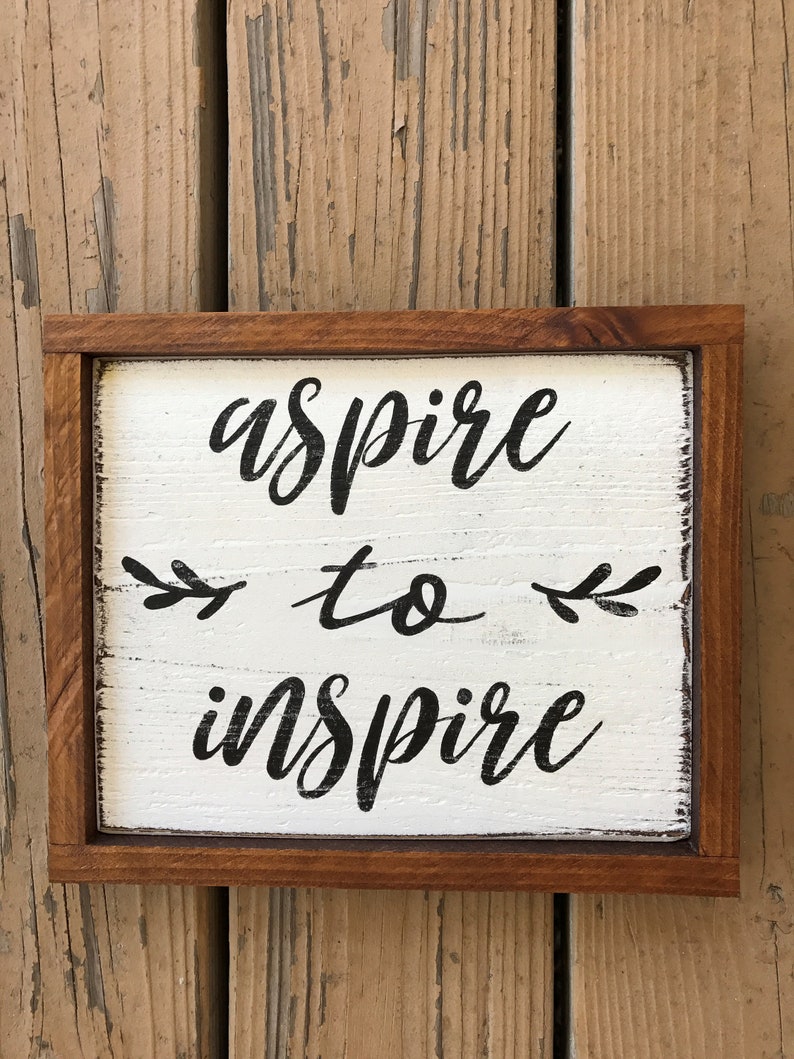 Aspire to Inspire Motivational Quote Framed Wood Signs with Etsy