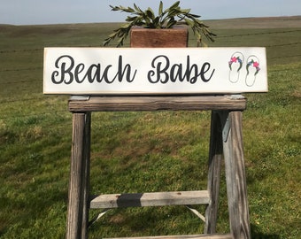 Beach Home Decor / Beach Babe Sign / Coastal Home Decor