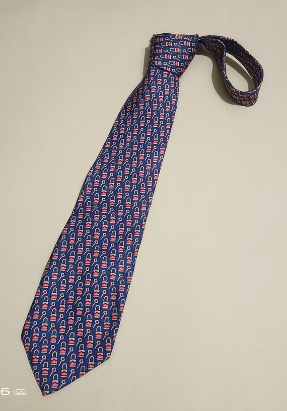 GUCCI Designer Vintage Silk Print Men's Necktie C… - image 8