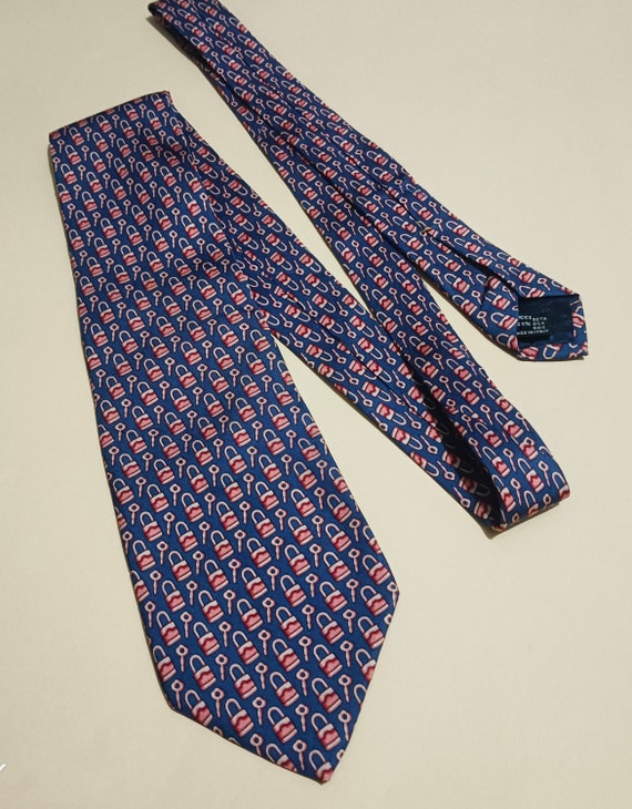 GUCCI Designer Vintage Silk Print Men's Necktie C… - image 4