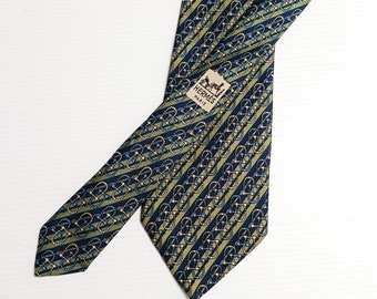 HERMES 910 HA vintage Designer Cravate en soie imprimée pour homme Largeur 8 cm Fabriqué en France