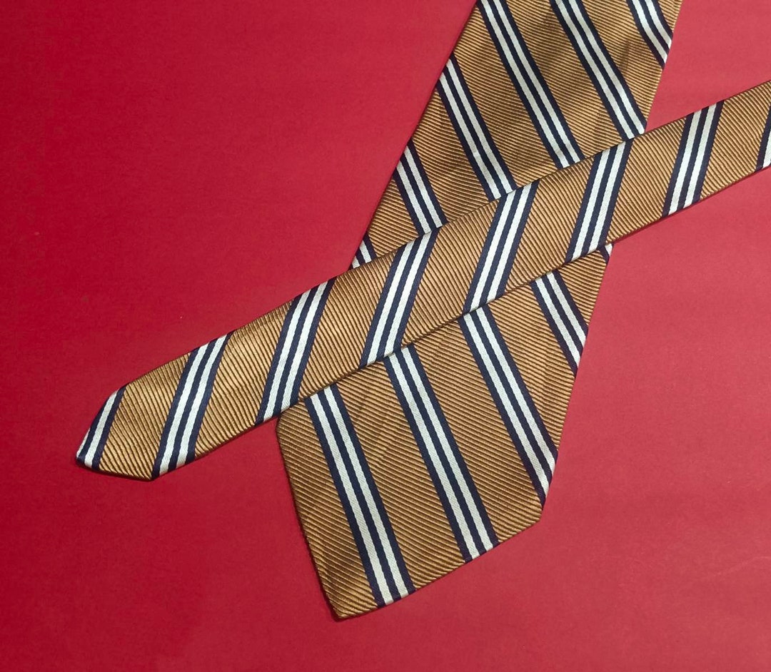 BROOKS BROTHERS Vintage Striped Silk Woven England Brown Necktie Width