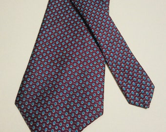 Christian Dior Vintage seda tejida corbata de hombre ancho clásico 3.4" lunares rojos hecho en EE.UU.