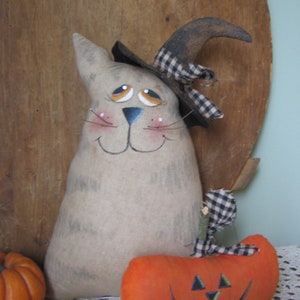 E-PATROON-primitief patroon Raggedy Halloween Cat Plank Sitter Doll Ornie Bowl Filler met Jack O Lantern Pompoen INSTANT DOWNLOAD Patroon