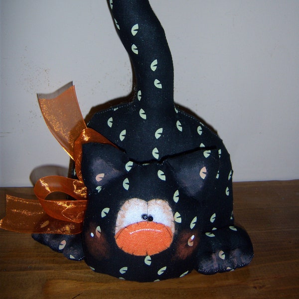 MAILED PATTERN- Primitive Halloween Black Cat Bowl Filler Shelf Sitter Wreath Attachment Paper Pattern