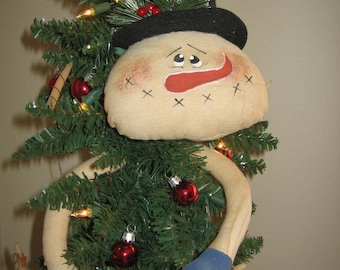 EPATTERN-Primitive Winter Holiday Snowman Tree Hugger INSTANT DOWNLOAD Pattern