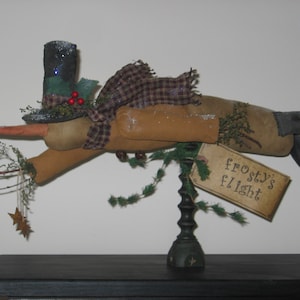 Primitive Snowman Frosty&#39;s Flight Snowman Shelf Sitter Ornie Cupboard Tuck PAPER PATTERN