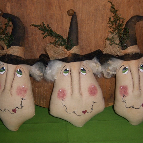 Primitive Halloween Pattern PDF Epattern Black Cat Witch Doll - Etsy