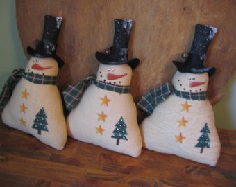 Snowman with Tree and Stars Primitive Bowl Fillers Shelf Sitters Holiday Home Decoration INSTANT PDF DOWNLOAD Pattern