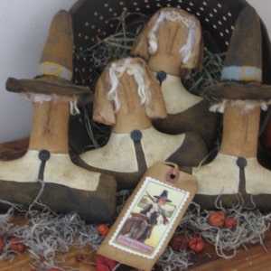 EPATTERN-Primitive Thanksgiving Pilgrims Harvest Bowl Fillers Wreath Decor Sewing Pattern-PDF