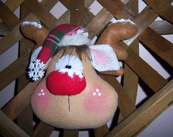 Reindeer Wreath Hanger Christmas Pattern~Primitive Holiday Christmas Reindeer Tree Ornie INSTANT DOWNLOAD- E-PATTERNWreath Decor