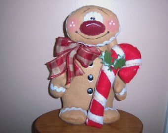Holiday Gingerbread Man with Candy Cane Shelf Sitter Pattern Wreath Decoration Sewing Tutorial PAPER PATTERN