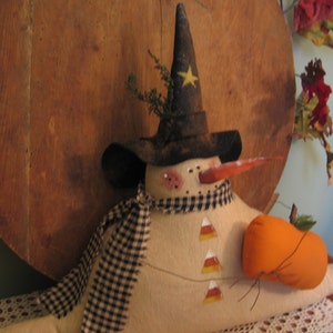 EPATTERN-Snow Witch Primitive Country Halloween Cloth Doll Craft Instant Download Sewing Pattern