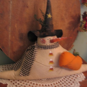 Epattern-snow Witch Primitive Country Halloween Cloth Doll Craft ...