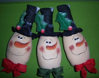 EPATTERN-Primitive Winter Snowman Doll Ornies Wreath Decor INSTANT DOWNLOAD Pattern