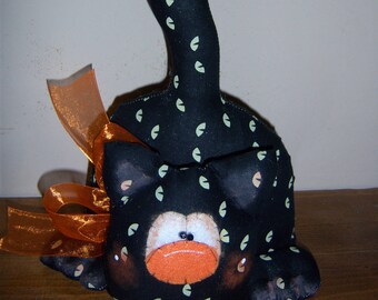 MAILED-Primitive Halloween Black Cat Cloth Doll Craft Sewing Paper Pattern