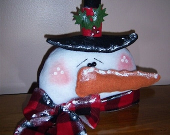 Christmas Snowman Head Shelf Sitter Sewing Tutorial Wreath Decoration Bowl Fillers Holiday Decoration INSTANT DOWNLOAD E-PATTERN