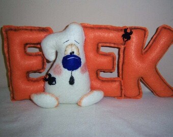 Halloween Ghost Letters "EEK" Spooky Ghoul Sitter Naai-tutorial Kransbijlage INSTANT DOWNLOAD Patroon