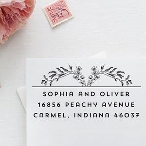 Wedding Invitation Stamp, Floral Return Address Stamp, Personalized Rubber Stamp, Save the Date Stamp, Custom Stamp with Flowers