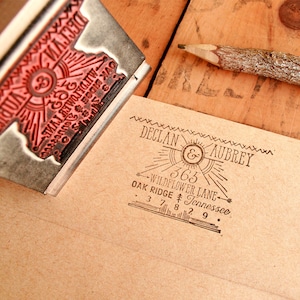 Rustieke adresstempel, retouradresstempel, aangepaste rubberstempel, housewarmingcadeau, art-decostempel, vintage stempel, rustieke stempel, bruiloft