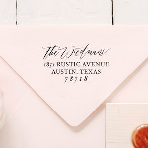 Sello de dirección de retorno, sello de caligrafía personalizado, regalo de dama de honor, regalo personalizado para ella, regalo de aniversario, regalo de Navidad, sello de goma personalizado