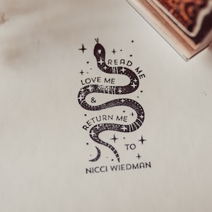 Carimbo da biblioteca Snake, carimbo Ex Libris com autoentintação personalizado, carimbo de placa de livro, presente para professor, presente de aniversário, amante de livros, presente para ela