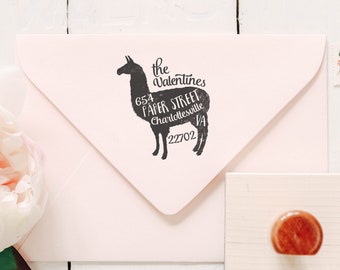 Llama Return Address Stamp Personalized Rubber Stamp Unique Gift Idea Housewarming Gift Custom Address Stamp Birthday Party Invite Stamp