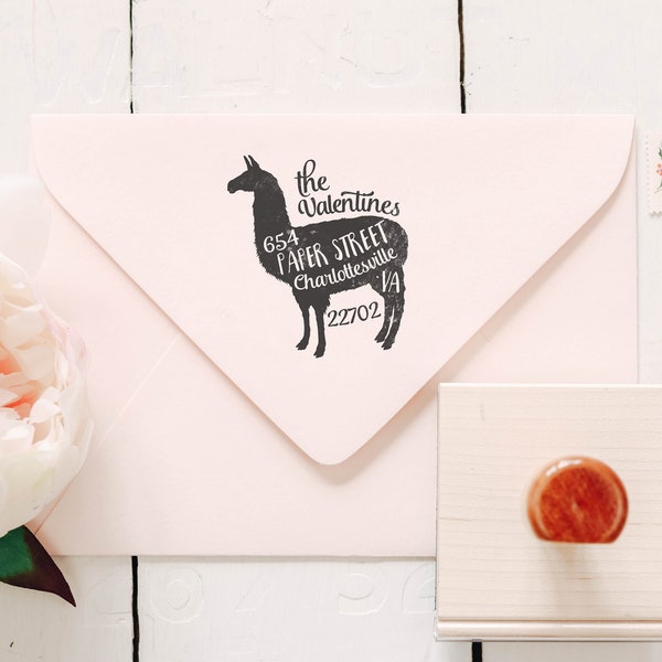 Llama Return Address Stamp Personalized Rubber Stamp Unique Gift Idea Housewarming Gift Custom Address Stamp Birthday Party Invite Stamp