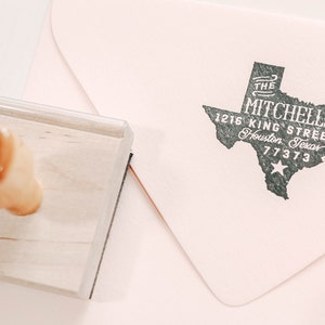 Texas Return Address Stamp, State Stamp, Personalized Gift, Housewarming, Gift Newlywed, Gift for Her, Rubber Stamp, Custom Texas Stamp, TX