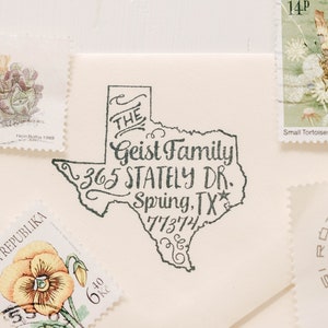 Staatsstempel Staat retouradresstempel Housewarming-cadeau Aangepaste rubberstempel Texas-stempel Gepersonaliseerde cadeau Aangepaste stempel Cadeau pasgetrouwd: