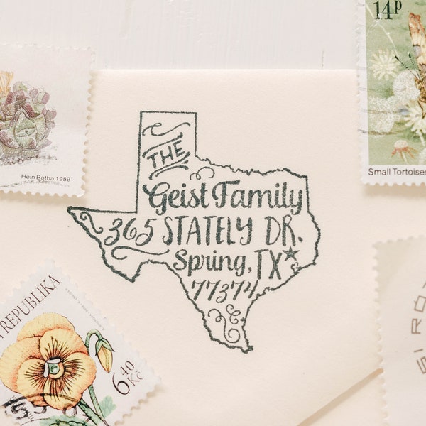 State Stamp State Return Address Stamp Housewarming Gift Custom Rubber Stamp Texas Stamp Personalized Gift Custom Stamp Newlywed Gift
