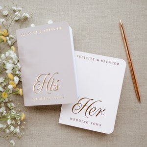 Wedding Vow Books, Set of 2, Foil Vow Booklets, Personalized Wedding Vow Booklets, Real Gold Foil, Rose Gold, Classic