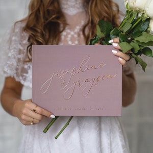 Classic Guestbook • Modern Wedding Guest Book • Personalized Photo Book • Gold Foil Custom Hardcover Wedding Book