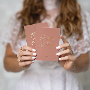 Rustic Wedding Vow Books, Set of 2, Personalized Wedding Vow Booklets, Real Gold Foil, Bridal Shower Gift