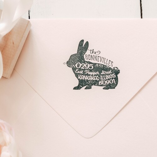 Bunny Rabbit Return Address Stamp Personalized Rubber Stamp Etsy