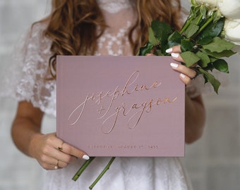 Classic Guestbook • Modern Wedding Guest Book • Personalized Photo Book • Gold Foil Custom Hardcover Wedding Book