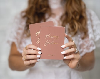 Rustic Wedding Vow Books, Set of 2, Personalized Wedding Vow Booklets, Real Gold Foil, Bridal Shower Gift