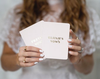 Gold Wedding Vow Books, Set of 2, Foil Vow Booklets, Personalized Wedding Vow Booklets, Real Gold Foil