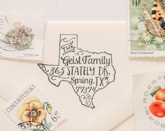 Staatsstempel Staatsretouradresstempel Inwijdingsfeest Cadeau Aangepaste rubberstempel Texas Stempel Gepersonaliseerd cadeau Aangepaste stempel Jonggehuwde cadeau