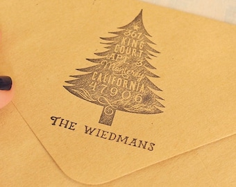 Christmas Card Stamp Personalized Rubber Stamp Return Address Stamp Christmas Tree Stamp Holiday Cards Stamp Holiday Stamp Christmas Stamp