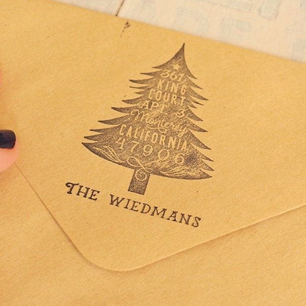 Christmas Card Stamp Personalized Rubber Stamp Return Address Stamp Christmas Tree Stamp Holiday Cards Stamp Holiday Stamp Christmas Stamp