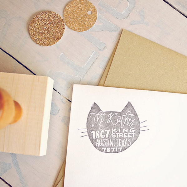 Cat Return Address Stamp Cat Personalized Rubber Stamp Housewarming Gift for Cat Lover Gift Cat Address Stamp Cat Stamp Home Gift New Home